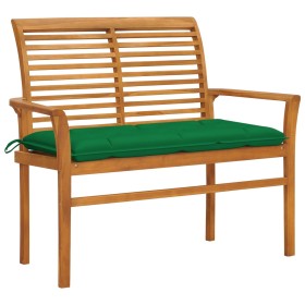 Solid teak wood garden bench with green cushion 112 cm by vidaXL, garden benches - Ref: Foro24-3062669, Price: 141,07 €, Disc...