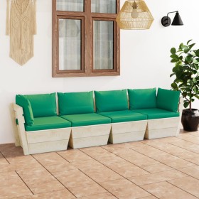 4-Sitzer-Gartensofa aus Paletten mit Kissen aus Tannenholz von vidaXL, Gartensets - Ref: Foro24-3063449, Preis: 298,79 €, Rab...