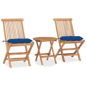 Folding garden dining set 3 pieces teak wood cushions by vidaXL, Garden sets - Ref: Foro24-3063196, Price: 158,99 €, Discount: %