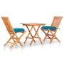 3er-Set Bistro Kissen aus massivem Teakholz und hellblauem Holz von vidaXL, Gartensets - Ref: Foro24-3063244, Preis: 173,15 €...