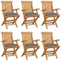 Garden chairs 6 pcs solid teak wood with gray cushions by vidaXL, Garden chairs - Ref: Foro24-3062557, Price: 438,27 €, Disco...