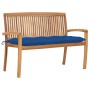 Stackable garden bench and cushion solid teak wood 128.5 cm by vidaXL, garden benches - Ref: Foro24-3063304, Price: 190,07 €,...