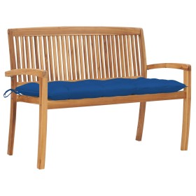 Stackable garden bench and cushion solid teak wood 128.5 cm by vidaXL, garden benches - Ref: Foro24-3063304, Price: 190,99 €,...