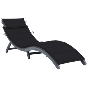 Lounger with solid gray acacia wood cushion by vidaXL, Loungers - Ref: Foro24-3064051, Price: 138,47 €, Discount: %