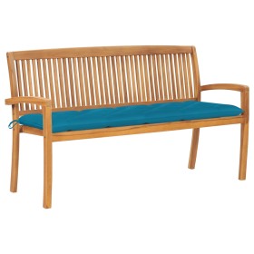 Stackable garden bench and cushion solid teak wood 159 cm by vidaXL, garden benches - Ref: Foro24-3063325, Price: 242,99 €, D...