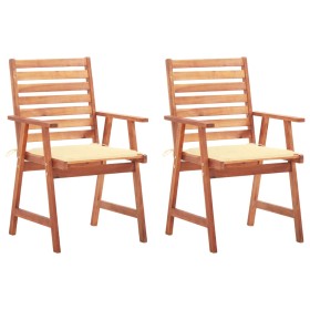 Garden dining chairs and cushions 2 pcs solid acacia wood by vidaXL, Garden chairs - Ref: Foro24-3064322, Price: 131,99 €, Di...