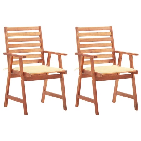 Garden dining chairs and cushions 2 pcs solid acacia wood by vidaXL, Garden chairs - Ref: Foro24-3064322, Price: 132,50 €, Di...