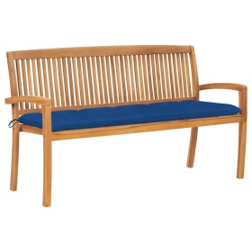 Stackable garden bench and cushion solid teak wood 159 cm by vidaXL, garden benches - Ref: Foro24-3063331, Price: 253,99 €, D...