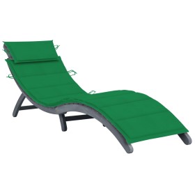 Lounger with solid gray acacia wood cushion by vidaXL, Loungers - Ref: Foro24-3064049, Price: 134,99 €, Discount: %