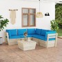 6-piece pallet garden furniture and fir wood cushions by vidaXL, Garden sets - Ref: Foro24-3063532, Price: 520,82 €, Discount: %