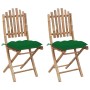 Folding garden chairs with cushions 2 units bamboo by vidaXL, Garden chairs - Ref: Foro24-3064007, Price: 109,83 €, Discount: %