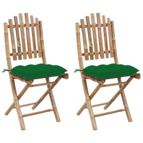 Folding garden chairs with cushions 2 units bamboo by vidaXL, Garden chairs - Ref: Foro24-3064007, Price: 110,00 €, Discount: %