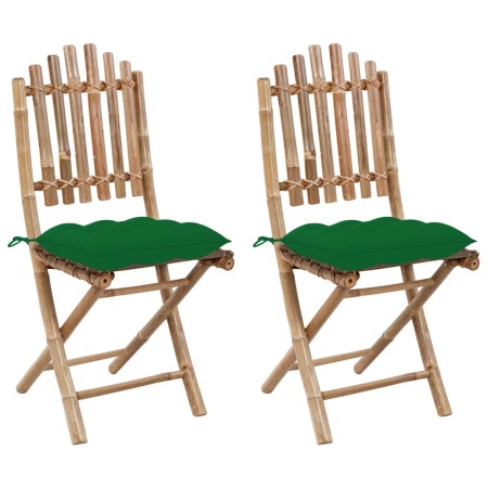 Folding garden chairs with cushions 2 units bamboo by vidaXL, Garden chairs - Ref: Foro24-3064007, Price: 102,93 €, Discount: %