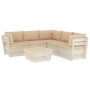 6-piece pallet garden furniture and fir wood cushions by vidaXL, Garden sets - Ref: Foro24-3063531, Price: 461,13 €, Discount: %