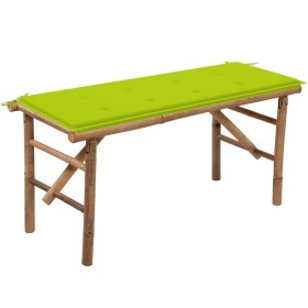 Banco de jardín plegable con cojín bambú 118 cm de vidaXL, Bancos de jardín - Ref: Foro24-3063860, Precio: 81,61 €, Descuento: %