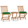 Folding garden dining set 3 pieces teak wood cushions by vidaXL, Garden sets - Ref: Foro24-3063191, Price: 181,81 €, Discount: %