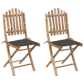 Folding garden chairs 2 units bamboo with cushions by vidaXL, Garden chairs - Ref: Foro24-3063995, Price: 112,40 €, Discount: %