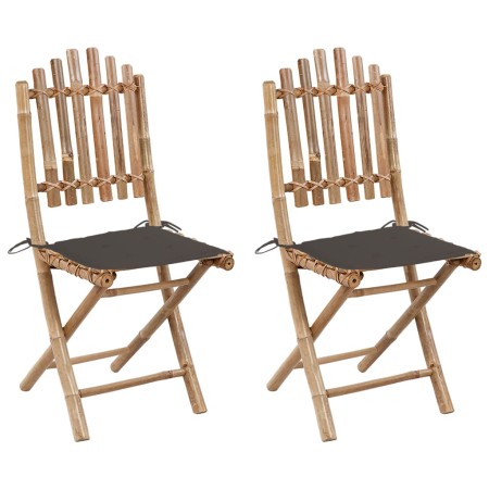 Folding garden chairs 2 units bamboo with cushions by vidaXL, Garden chairs - Ref: Foro24-3063995, Price: 105,99 €, Discount: %