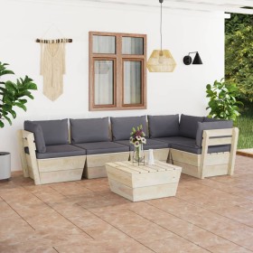 6-piece pallet garden furniture and fir wood cushions by vidaXL, Garden sets - Ref: Foro24-3063564, Price: 513,03 €, Discount: %