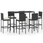 Garden table and high stools with cushions, 7-piece set, black PE rattan by vidaXL, Garden sets - Ref: Foro24-3064834, Price:...