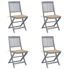 Folding garden chairs 4 pcs cushions solid acacia wood by vidaXL, Garden chairs - Ref: Foro24-3064566, Price: 206,15 €, Disco...