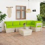 Garden furniture made of 6 pallet pieces and fir wood cushions. by vidaXL, Garden sets - Ref: Foro24-3063575, Price: 477,30 €...