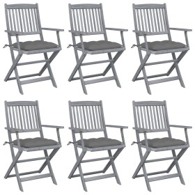 Folding garden chairs 6 pcs solid acacia wood cushions by vidaXL, Garden chairs - Ref: Foro24-3065423, Price: 299,21 €, Disco...