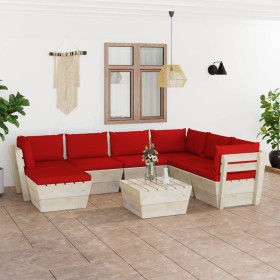 8-piece pallet garden furniture and fir wood cushions by vidaXL, Garden sets - Ref: Foro24-3063642, Price: 532,94 €, Discount: %