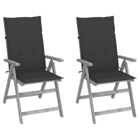 Reclining garden chairs 2 pcs solid acacia wood cushions by vidaXL, Garden chairs - Ref: Foro24-3064698, Price: 179,77 €, Dis...