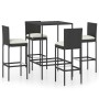 Garden table and high stools and cushions 5 pcs black PE rattan by vidaXL, Garden sets - Ref: Foro24-3064830, Price: 340,29 €...