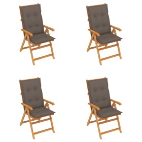 Garden chairs 4 units teak wood with gray taupe cushions by vidaXL, Garden chairs - Ref: Foro24-3065553, Price: 463,99 €, Dis...