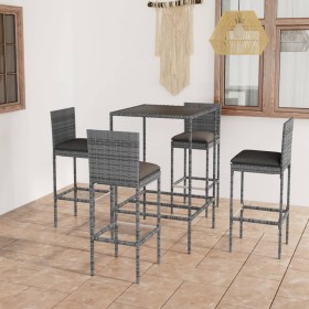 Garden table and high stools 5 pieces gray synthetic rattan by vidaXL, Garden sets - Ref: Foro24-3064831, Price: 348,78 €, Di...