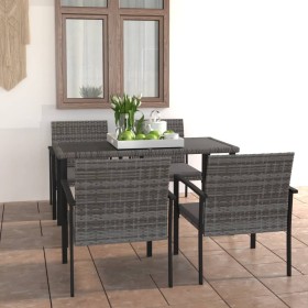 5-Piece Gray Synthetic Rattan Garden Dining Set by vidaXL, Garden sets - Ref: Foro24-3065713, Price: 278,30 €, Discount: %