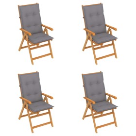 Garden chairs 4 units solid teak wood gray cushions by vidaXL, Garden chairs - Ref: Foro24-3065546, Price: 455,99 €, Discount: %