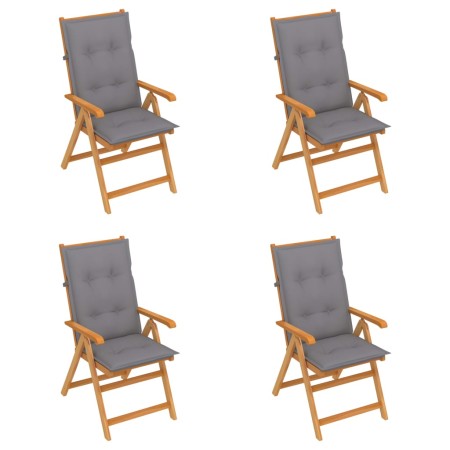 Garden chairs 4 units solid teak wood gray cushions by vidaXL, Garden chairs - Ref: Foro24-3065546, Price: 455,20 €, Discount: %