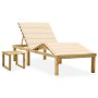 Garden sun lounger with table and cushion made of impregnated pine wood. by vidaXL, Loungers - Ref: Foro24-3065866, Price: 13...