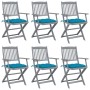 Folding garden chairs 6 pcs with solid acacia wood cushions by vidaXL, Garden chairs - Ref: Foro24-3065426, Price: 298,85 €, ...