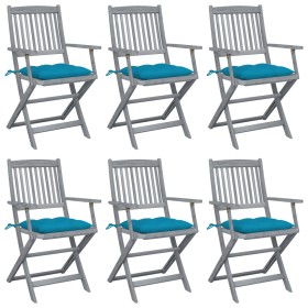 Folding garden chairs 6 pcs with solid acacia wood cushions by vidaXL, Garden chairs - Ref: Foro24-3065426, Price: 298,85 €, ...