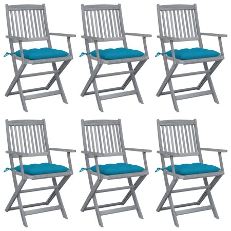 Folding garden chairs 6 pcs with solid acacia wood cushions by vidaXL, Garden chairs - Ref: Foro24-3065426, Price: 298,85 €, ...