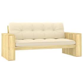 Banco de jardín y cojines crema madera de pino impregnada 179cm de vidaXL, Bancos de jardín - Ref: Foro24-3065758, Precio: 24...