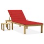 Garden lounger with impregnated pine wood table and cushion by vidaXL, Loungers - Ref: Foro24-3065840, Price: 120,61 €, Disco...