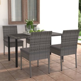 Juego de comedor para jardín 5 piezas ratán sintético gris de vidaXL, Conjuntos de jardín - Ref: Foro24-3065701, Precio: 309,...