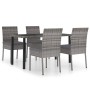 5-piece synthetic rattan gray garden dining set by vidaXL, Garden sets - Ref: Foro24-3065701, Price: 331,84 €, Discount: %