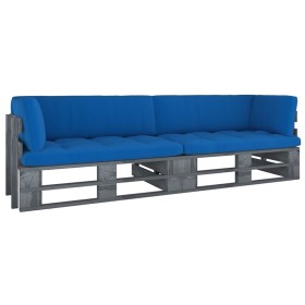 2-Sitzer-Palettensofa mit grau imprägnierten Kiefernholzkissen von vidaXL, Gartensets - Ref: Foro24-3066634, Preis: 237,05 €,...