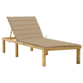 Tumbona con cojín beige madera de pino impregnada de vidaXL, Tumbonas - Ref: Foro24-3065852, Precio: 131,66 €, Descuento: %