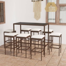 Garden bar set 9 pieces brown synthetic rattan by vidaXL, Garden sets - Ref: Foro24-3064825, Price: 358,85 €, Discount: %