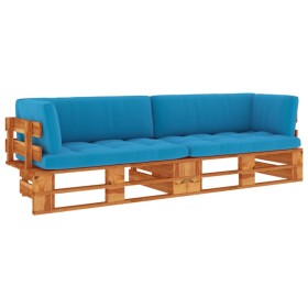 2-seater pallet sofa with brown impregnated pine wood cushions by vidaXL, Garden sets - Ref: Foro24-3066665, Price: 218,63 €,...