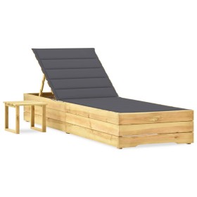 Garden lounger with impregnated pine wood table and cushion by vidaXL, Loungers - Ref: Foro24-3065924, Price: 146,99 €, Disco...