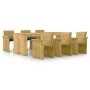 7-piece garden dining table with impregnated pine wood cushions by vidaXL, Garden sets - Ref: Foro24-3065733, Price: 698,07 €...