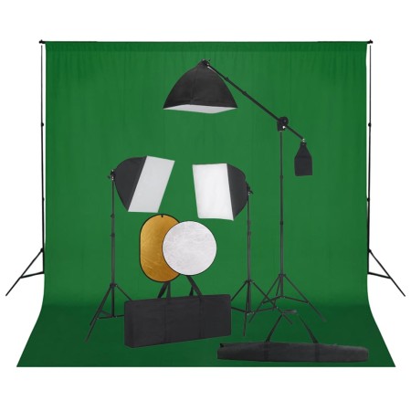 Fotostudio-Set mit Softbox-Lichtern, Hintergrund und Reflektor von vidaXL, Blitze und Studiobeleuchtung - Ref: Foro24-3067061...